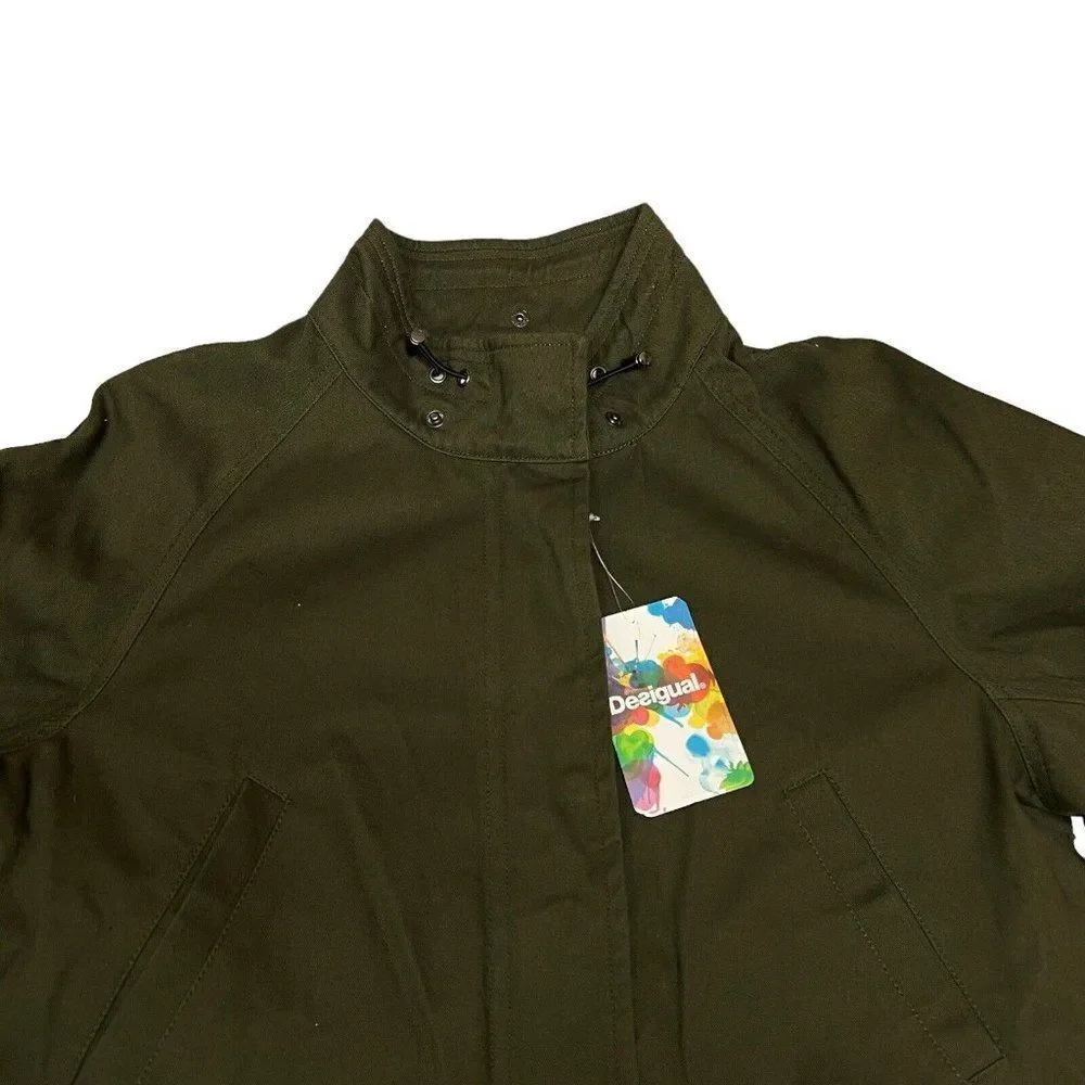 Desigual Jacket WMNS 6 Green Victorian Gothic Hooded‎ Manila Parka Floral Artsy